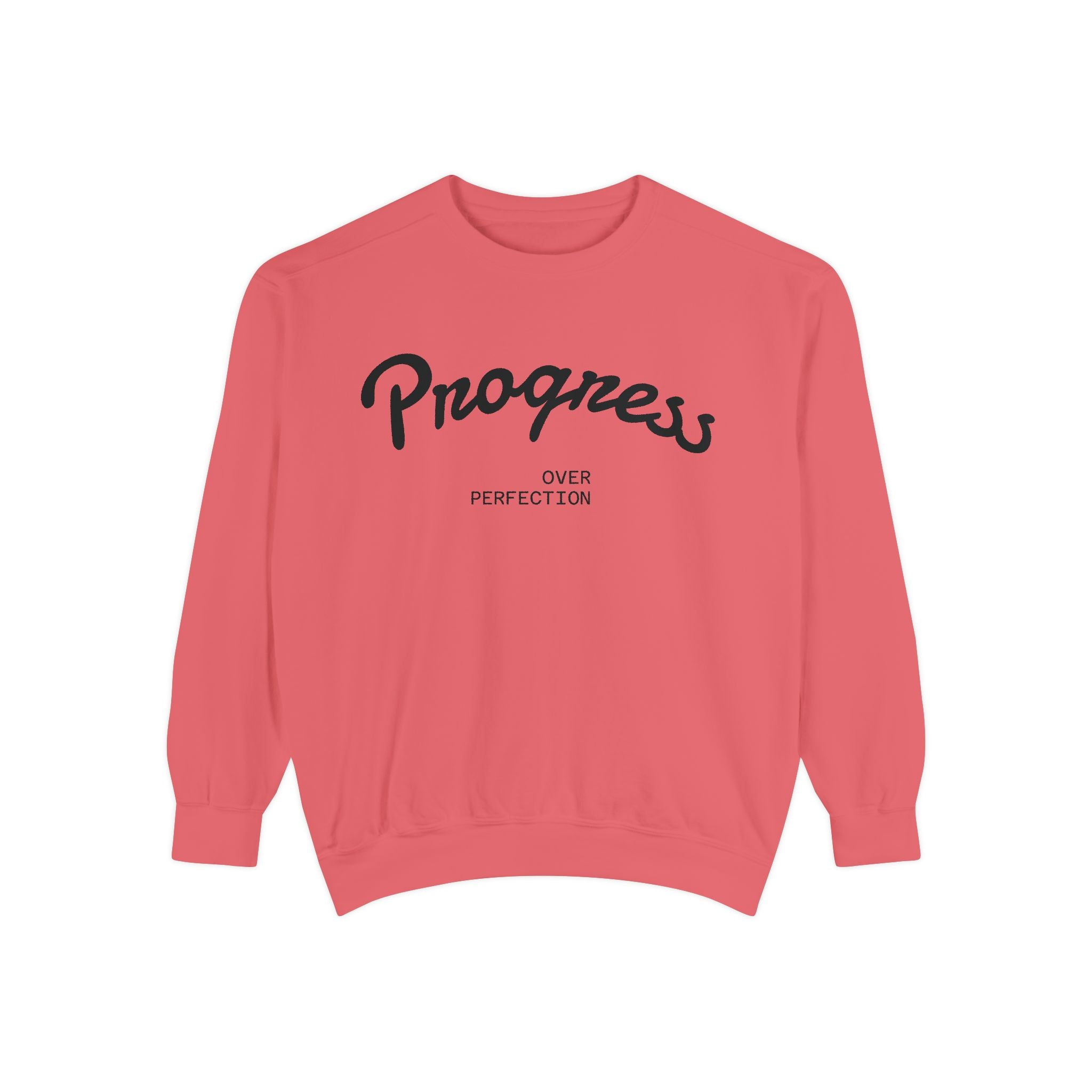 Progress Over Perfection Sweatshirt — Minimal Embroidered Motivational Crewneck