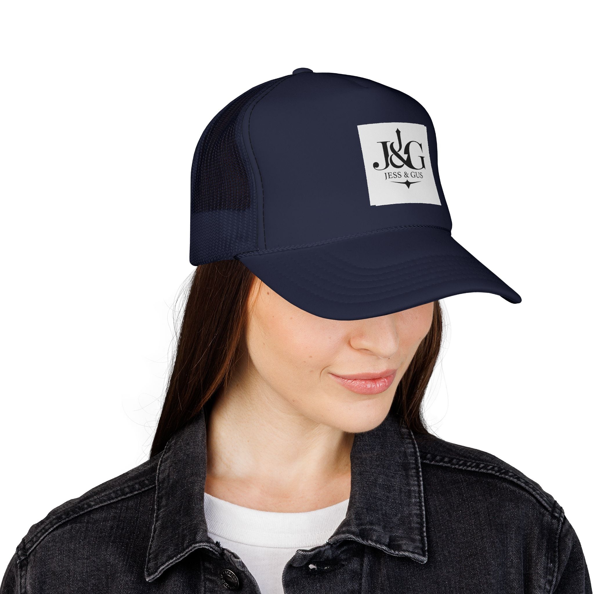 J&G (Jess & Gus) Trucker Cap — Embroidered Logo Mesh Hat | Inspired by Movement & Purpose