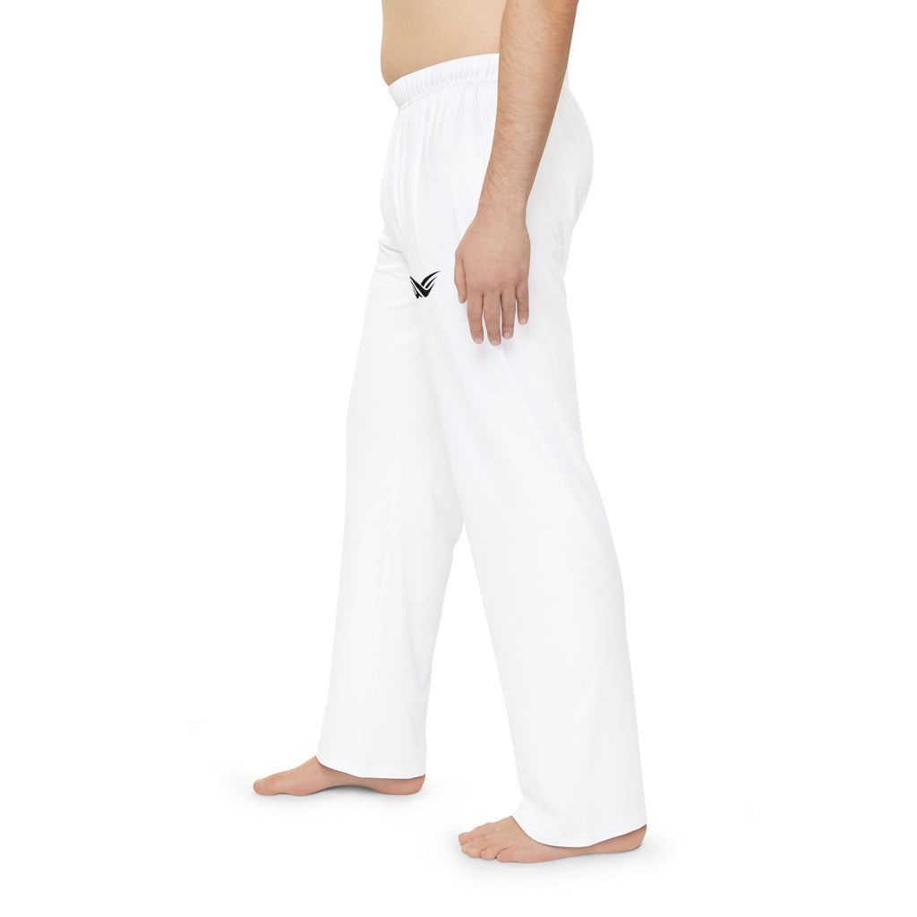 Men's Pajama Pants — Cozy White Lounge Sleepwear with Small Chest Logo