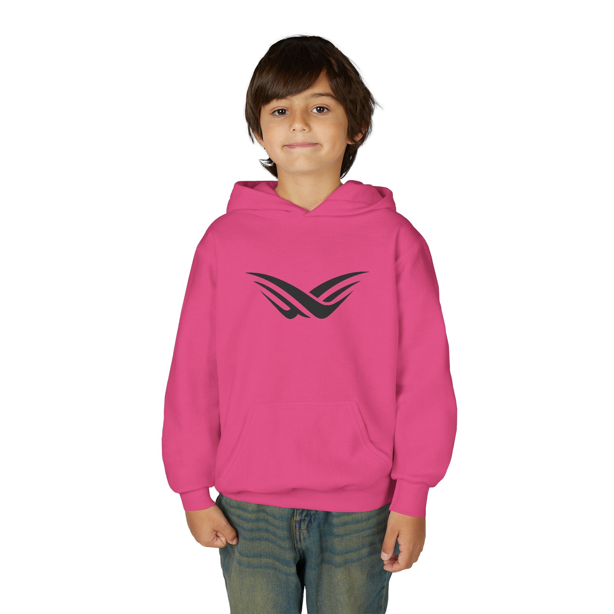 Youth Hoodie with Minimal Wave Logo — Casual Kids Pullover