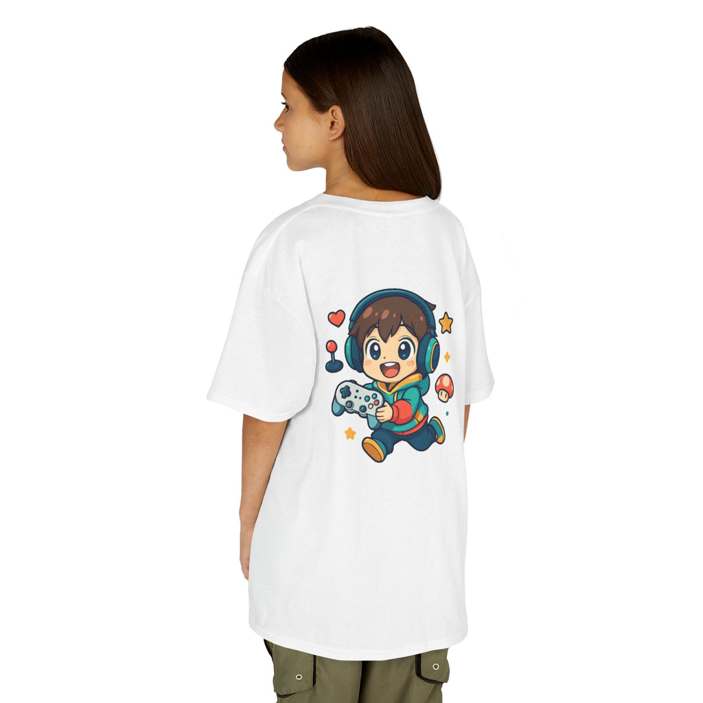 Kids Gamer Tee — Colorful Graphic Back Print & Minimal Front Logo (Many Colors)