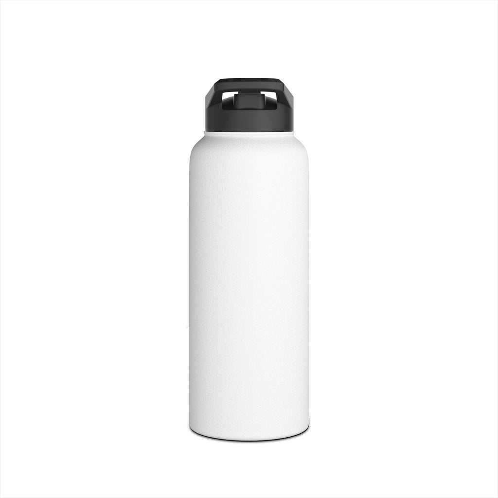 Stainless Steel Water Bottle with Minimal Black Wave Logo — Insulated Travel Bottle
