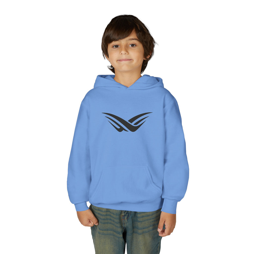 Youth Hoodie with Minimal Wave Logo — Casual Kids Pullover