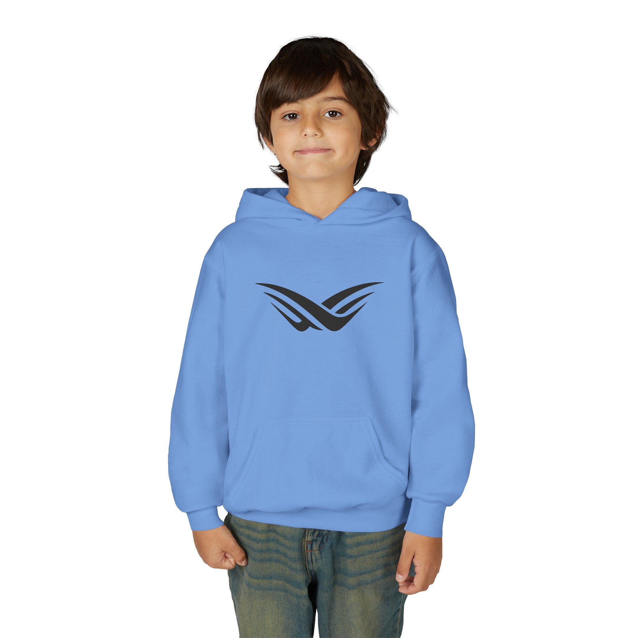 Youth Hoodie with Minimal Wave Logo — Casual Kids Pullover