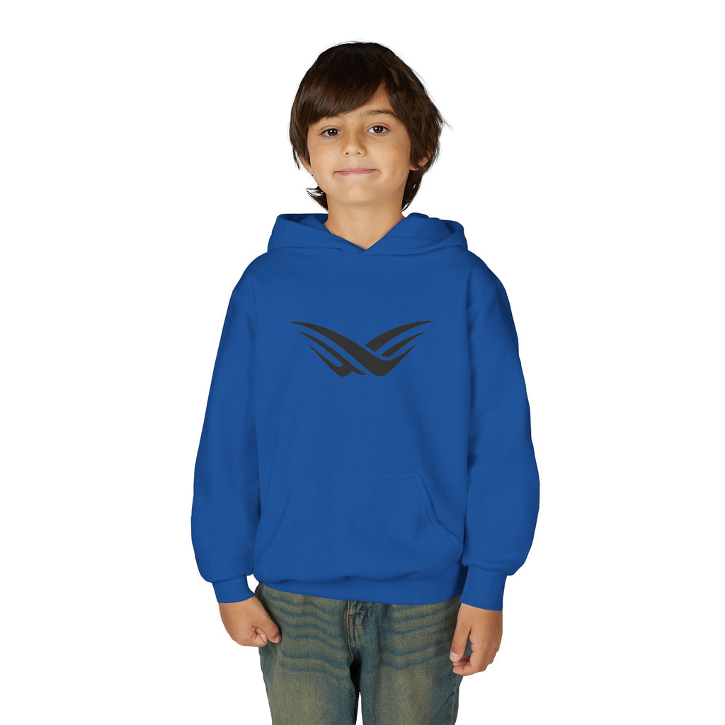 Youth Hoodie with Minimal Wave Logo — Casual Kids Pullover