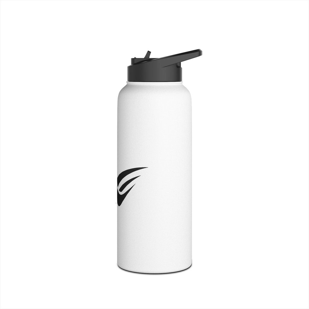 Stainless Steel Water Bottle with Minimal Black Wave Logo — Insulated Travel Bottle