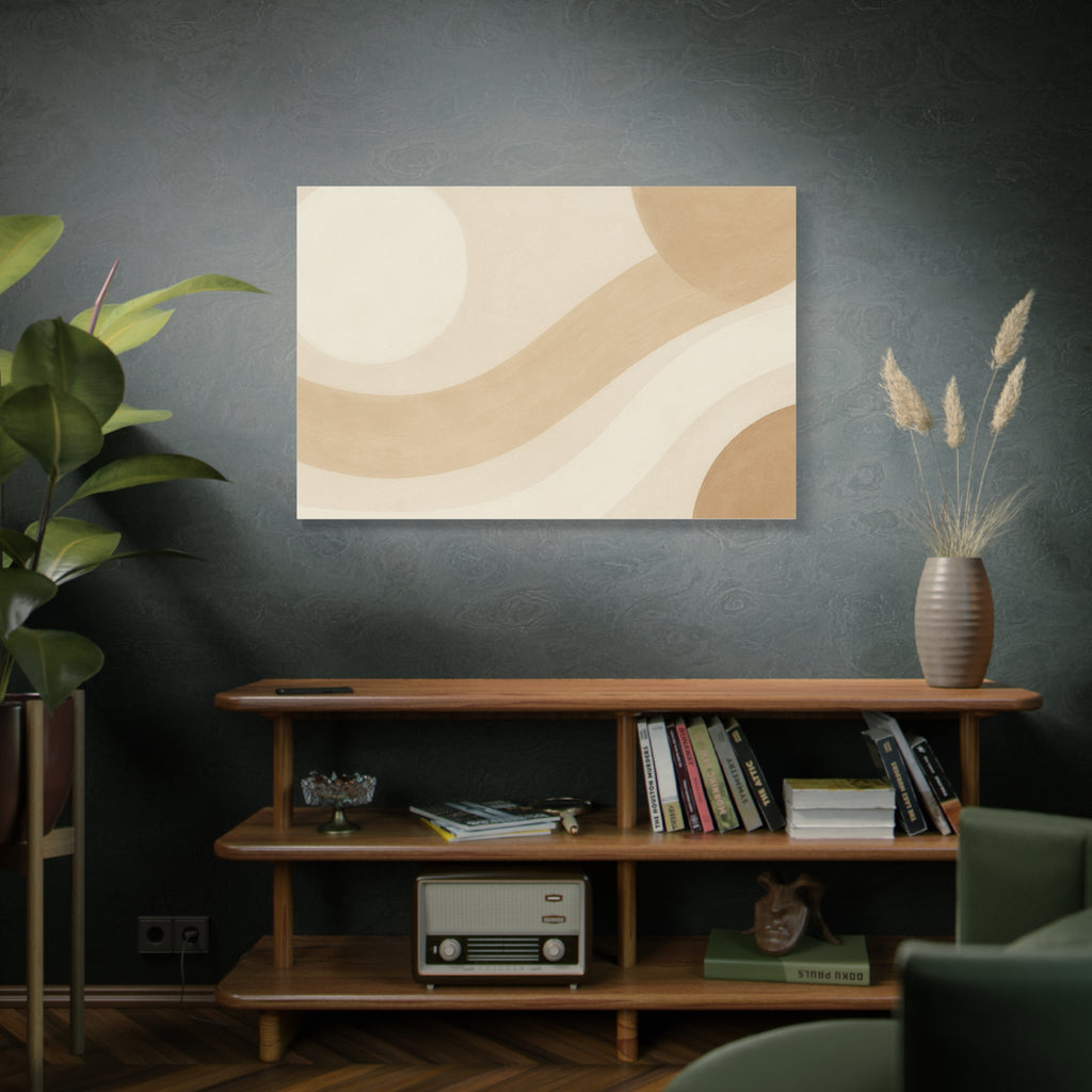 Abstract Neutral Wave Canvas Art – Beige Minimalist Wall Decor