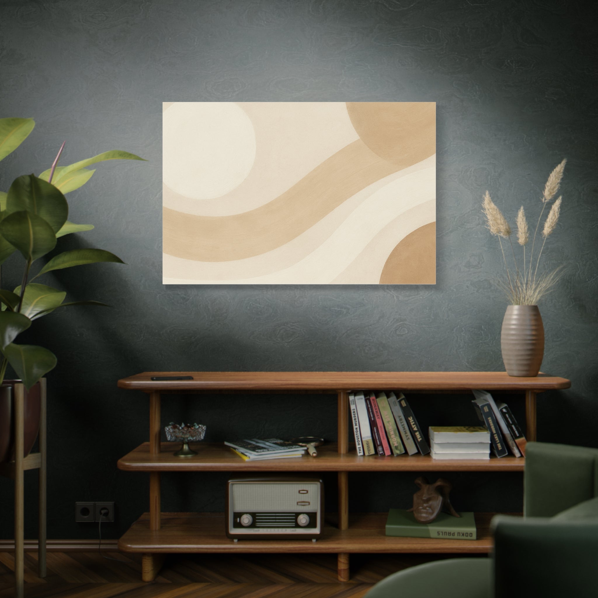 Abstract Neutral Wave Canvas Art – Beige Minimalist Wall Decor