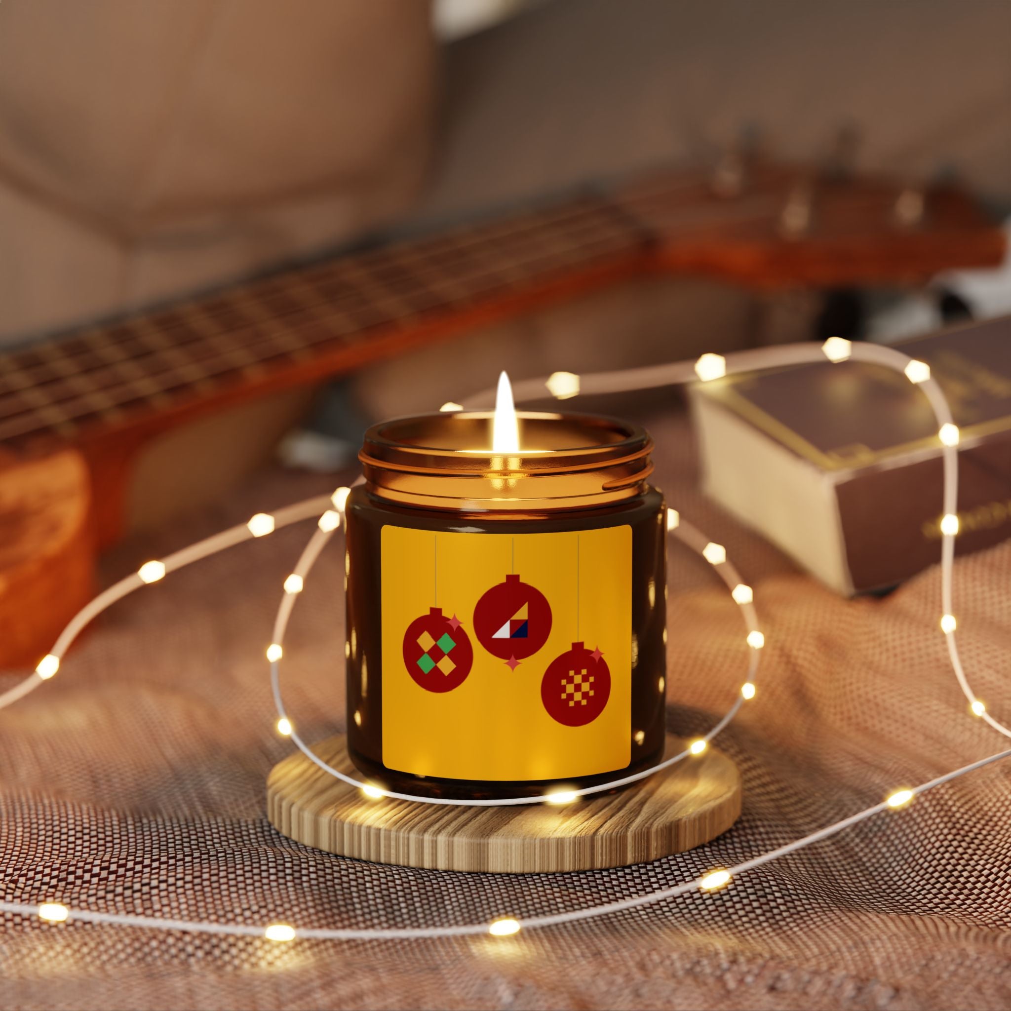 Holiday Ornament Soy Candle — Amber Jar Scented Candle (Multi-Size)