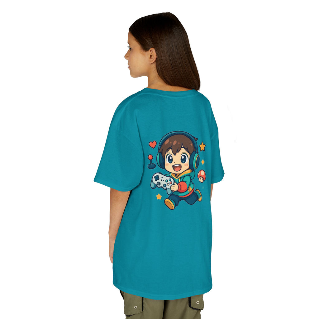 Kids Gamer Tee — Colorful Graphic Back Print & Minimal Front Logo (Many Colors)