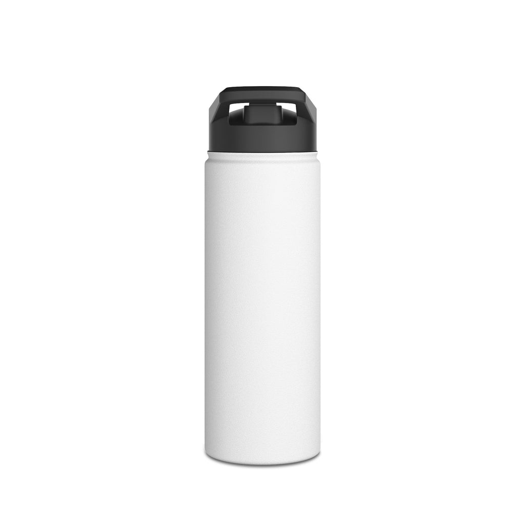 Stainless Steel Water Bottle with Minimal Black Wave Logo — Insulated Travel Bottle