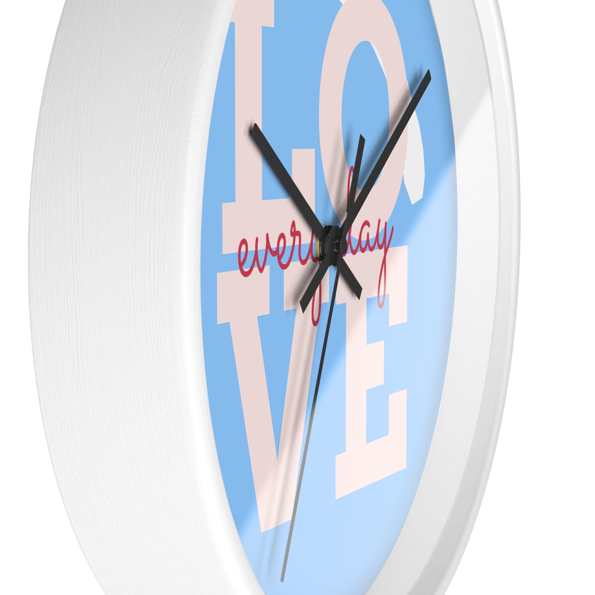 Love Everyday Wall Clock — Pastel Blue Inspirational Home Décor