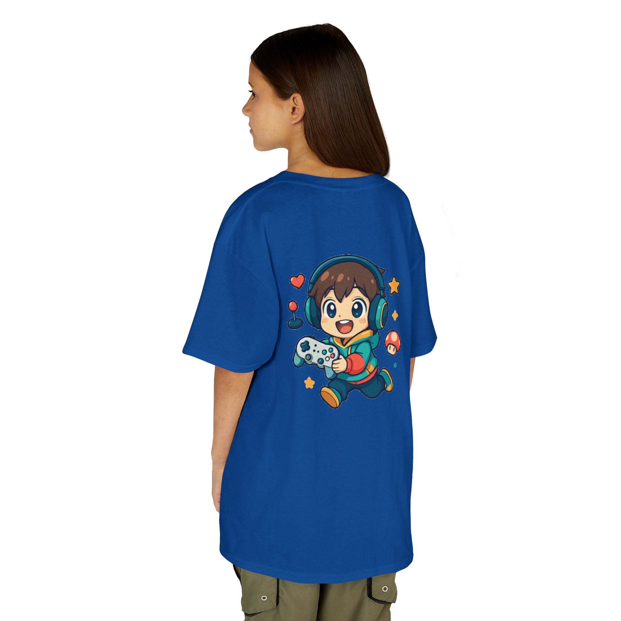 Kids Gamer Tee — Colorful Graphic Back Print & Minimal Front Logo (Many Colors)