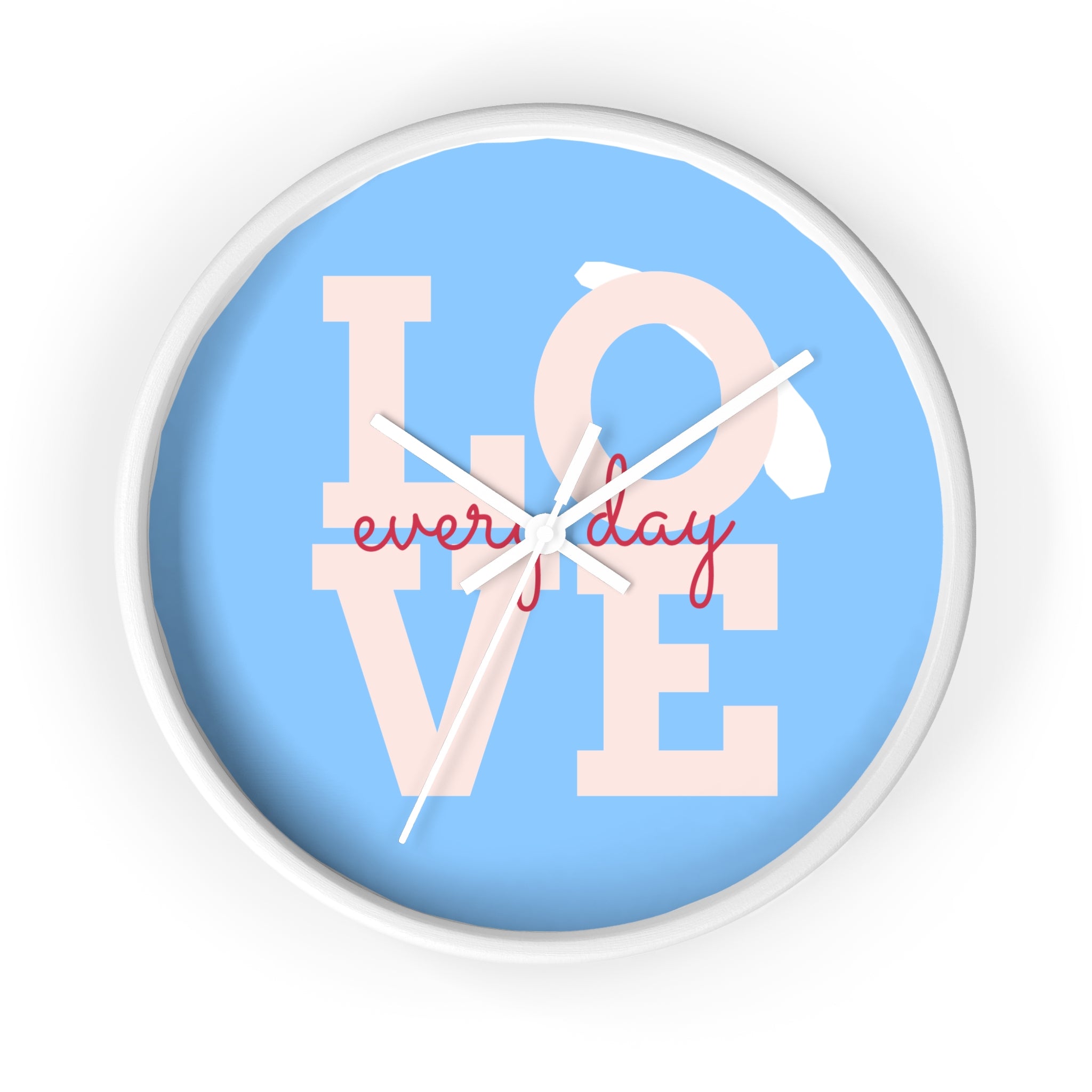 Love Everyday Wall Clock — Pastel Blue Inspirational Home Décor