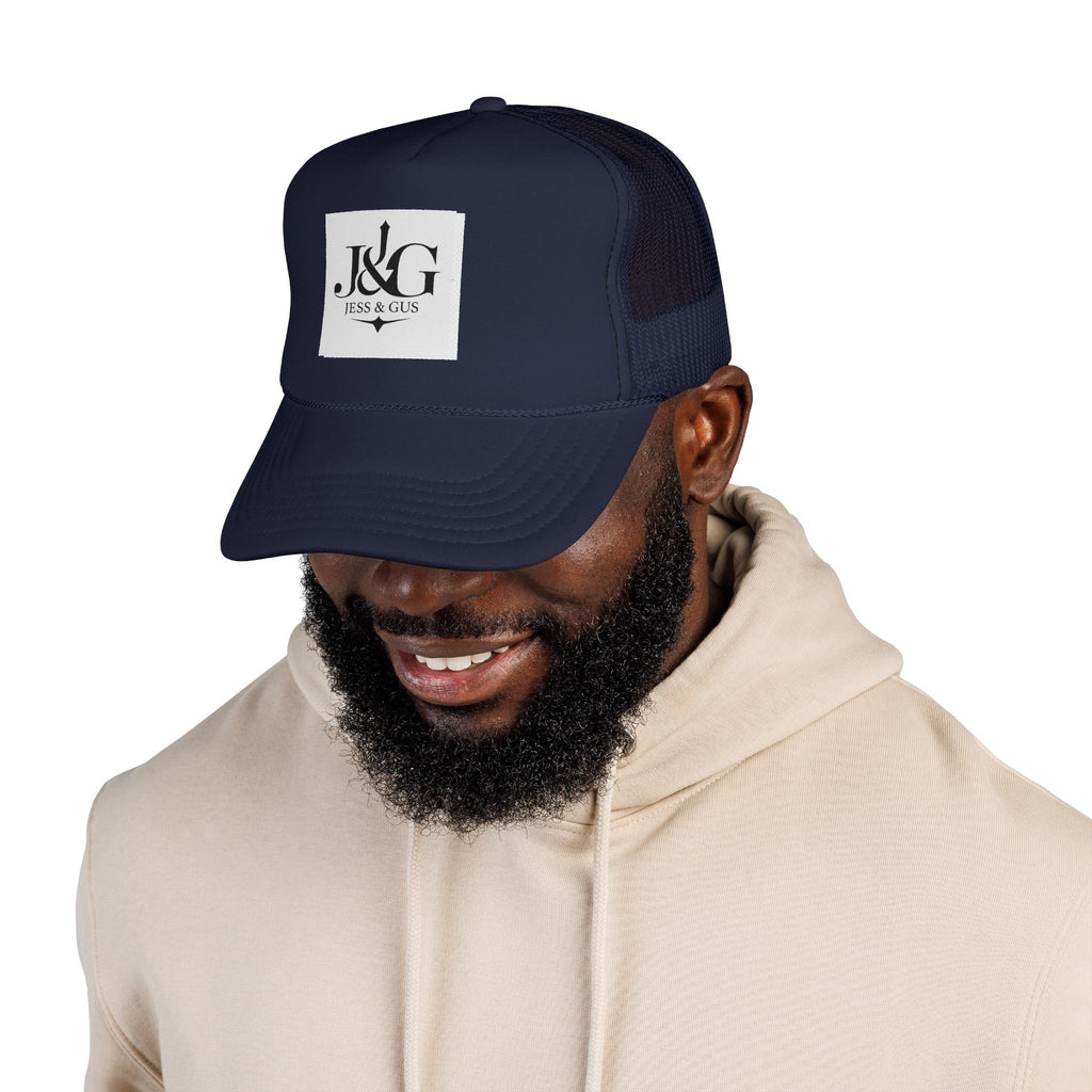 J&G (Jess & Gus) Trucker Cap — Embroidered Logo Mesh Hat | Inspired by Movement & Purpose
