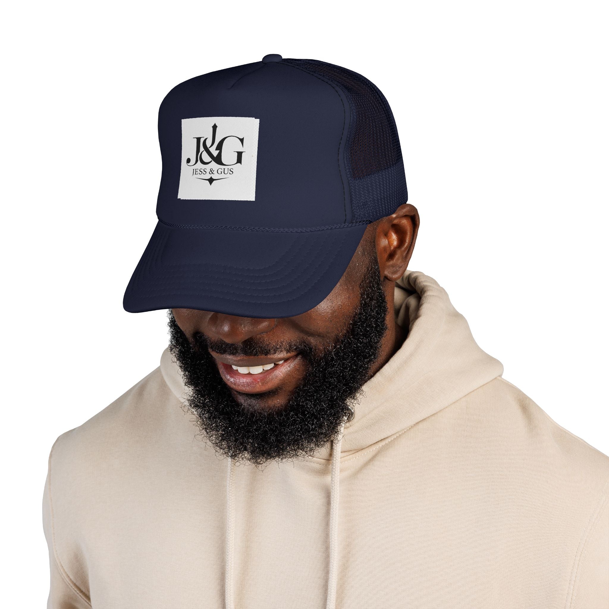 J&G (Jess & Gus) Trucker Cap — Embroidered Logo Mesh Hat | Inspired by Movement & Purpose