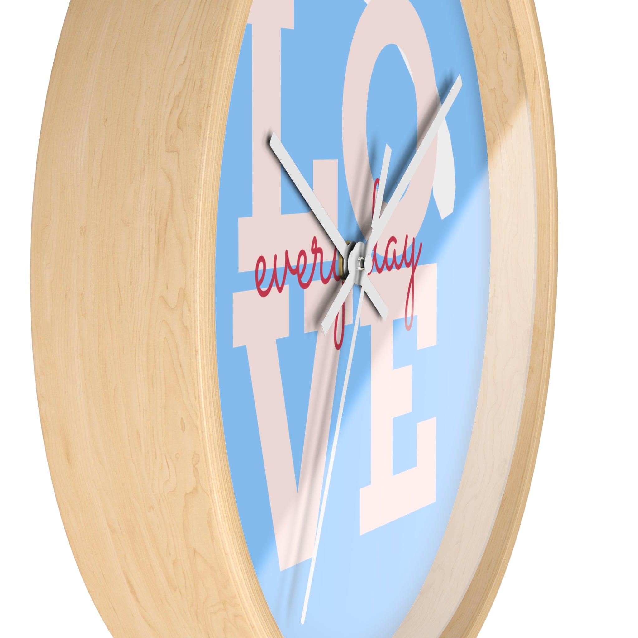 Love Everyday Wall Clock — Pastel Blue Inspirational Home Décor