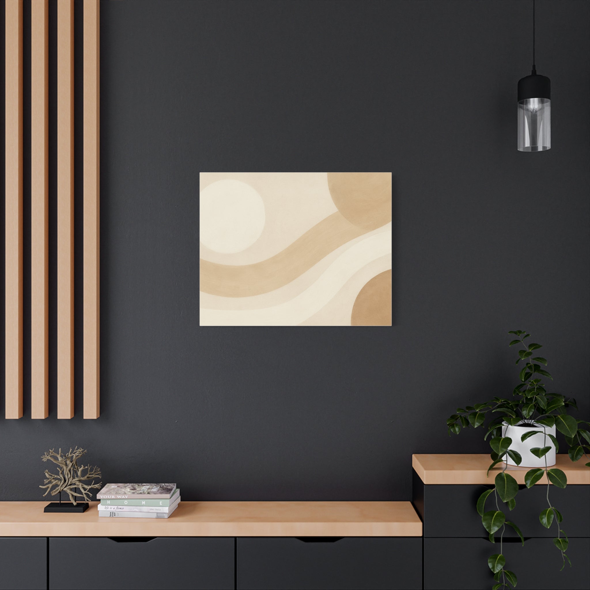 Abstract Neutral Wave Canvas Art – Beige Minimalist Wall Decor