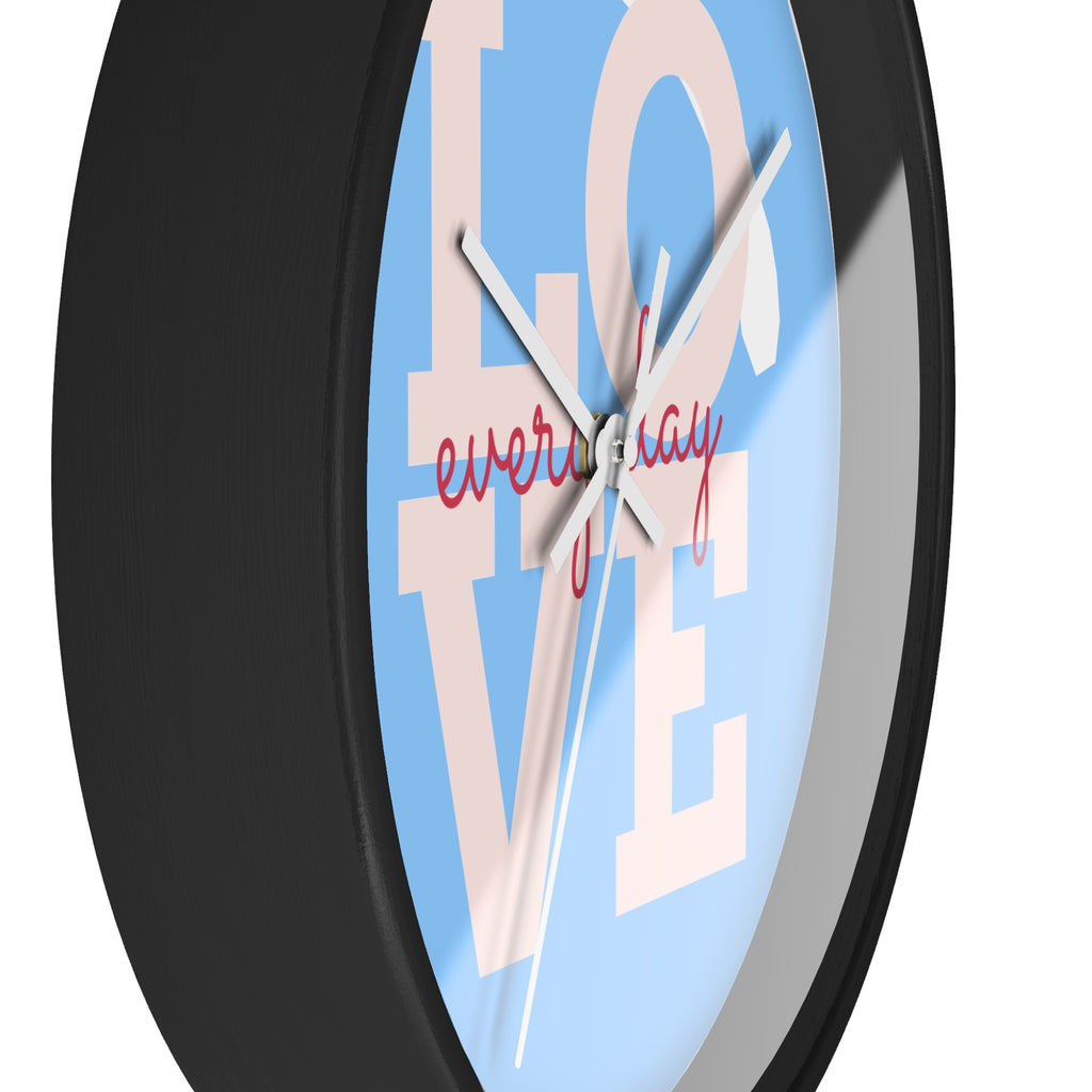Love Everyday Wall Clock — Pastel Blue Inspirational Home Décor