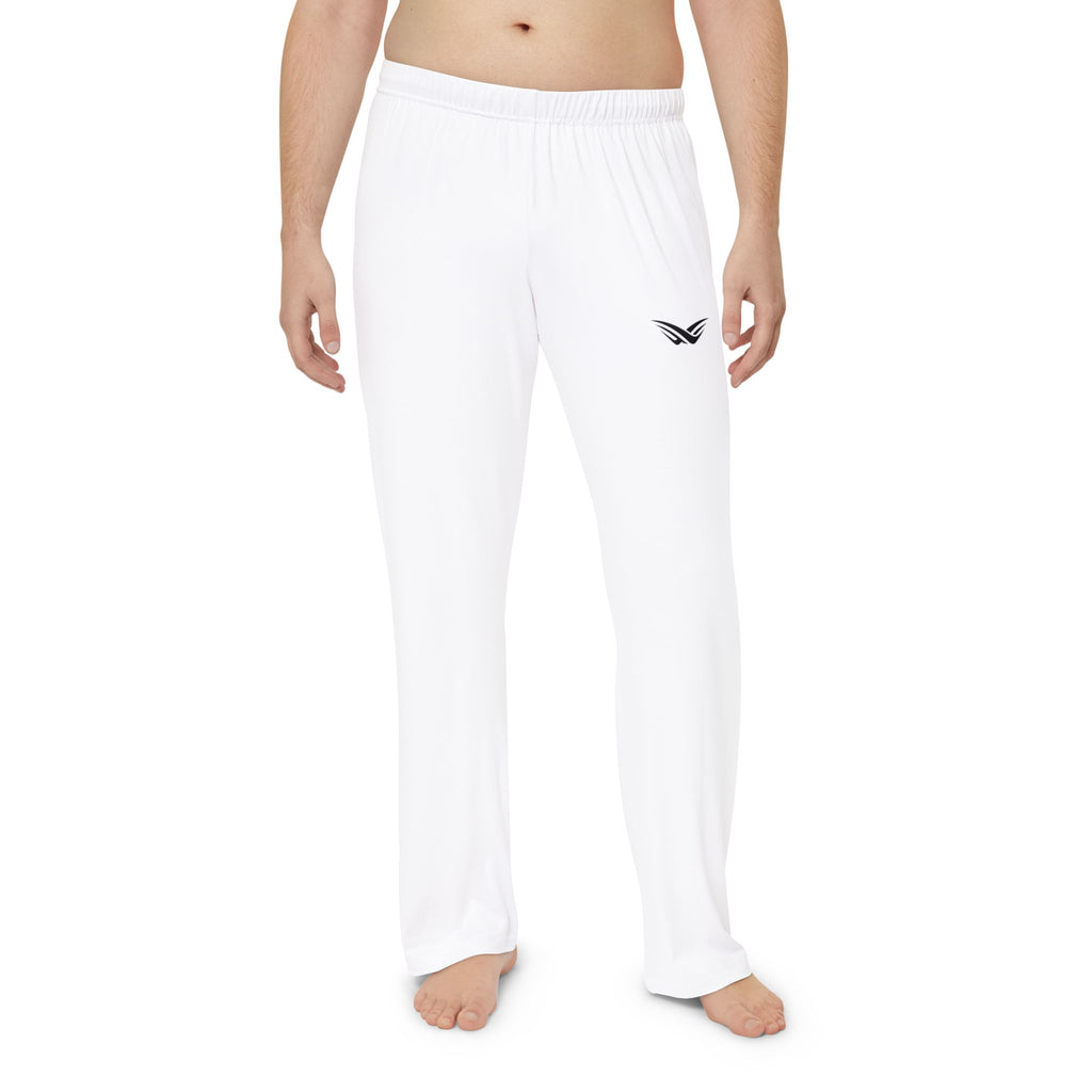 Men's Pajama Pants — Cozy White Lounge Sleepwear with Small Chest Logo