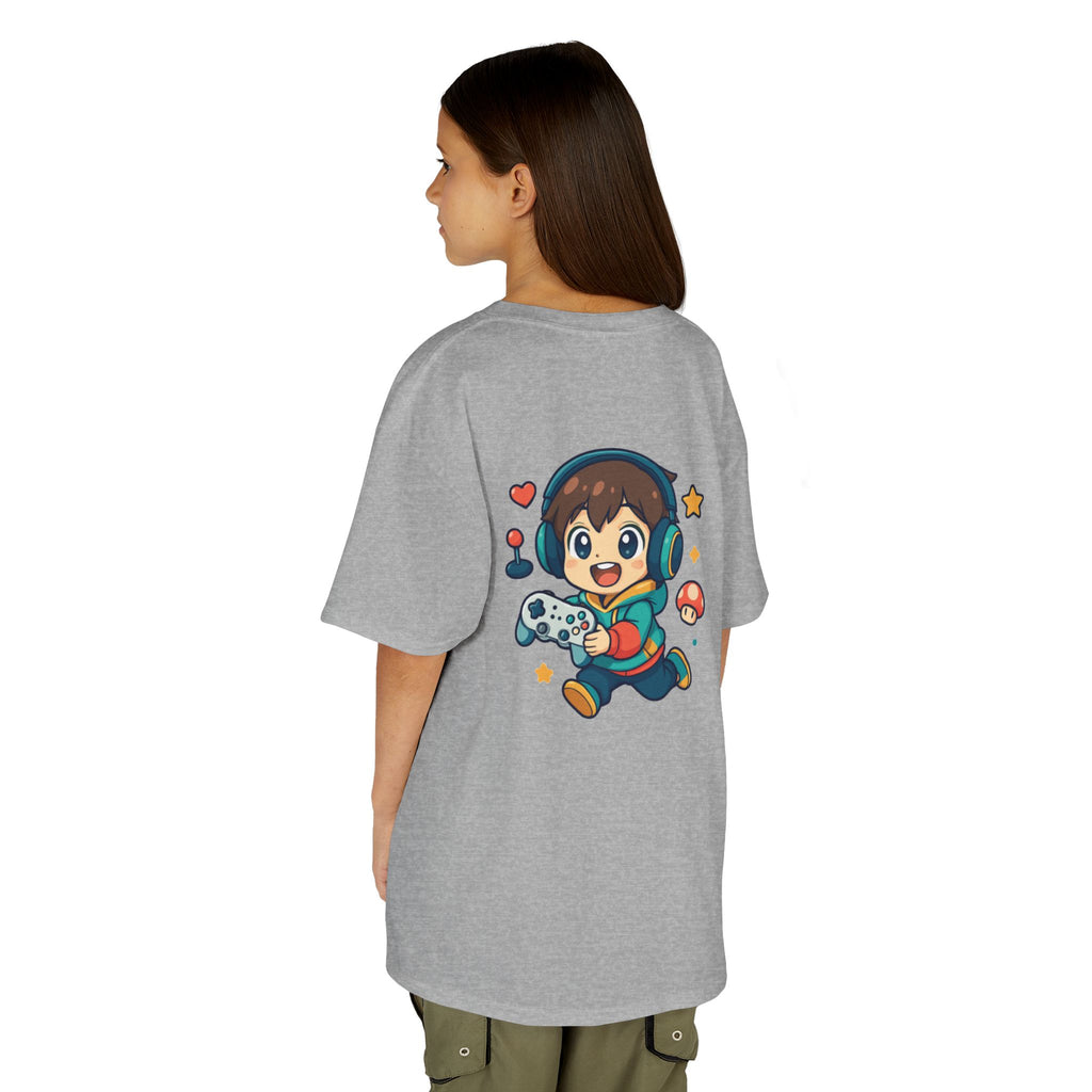 Kids Gamer Tee — Colorful Graphic Back Print & Minimal Front Logo (Many Colors)