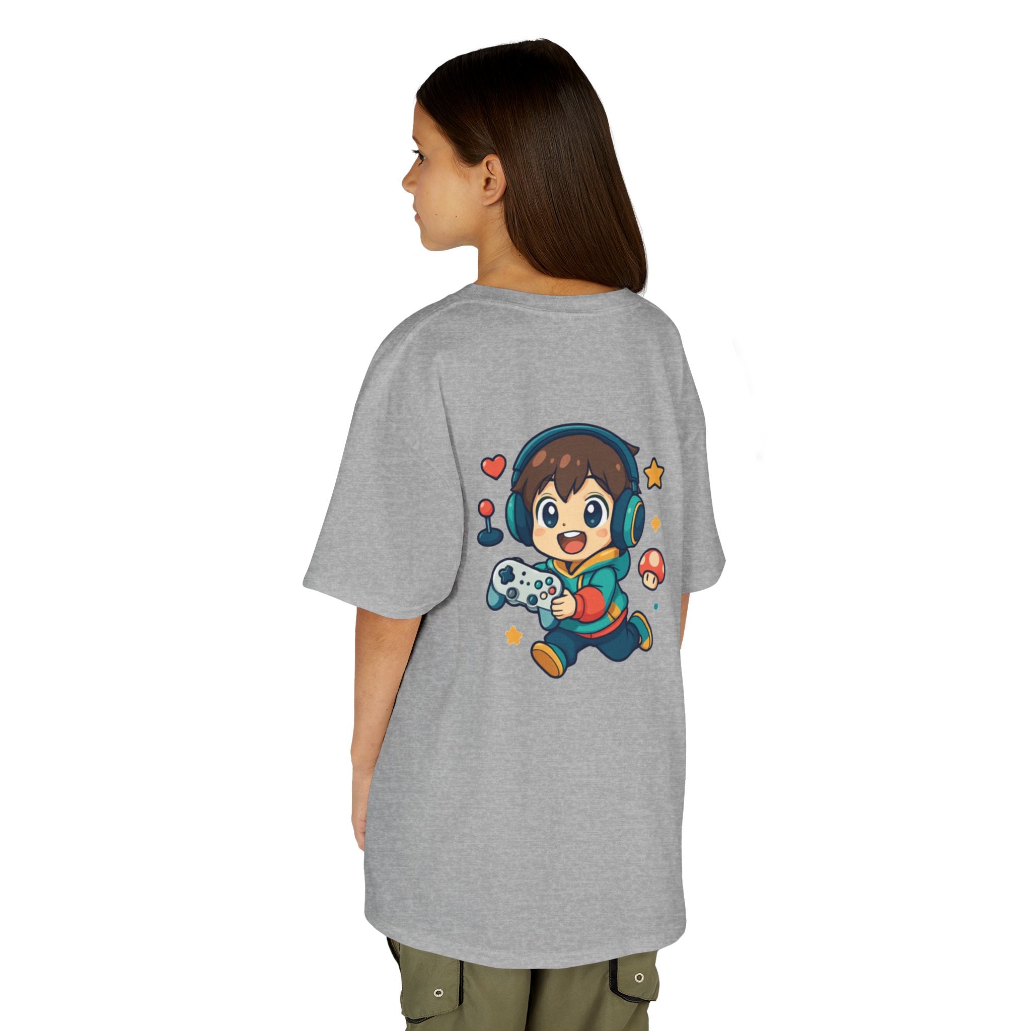 Kids Gamer Tee — Colorful Graphic Back Print & Minimal Front Logo (Many Colors)