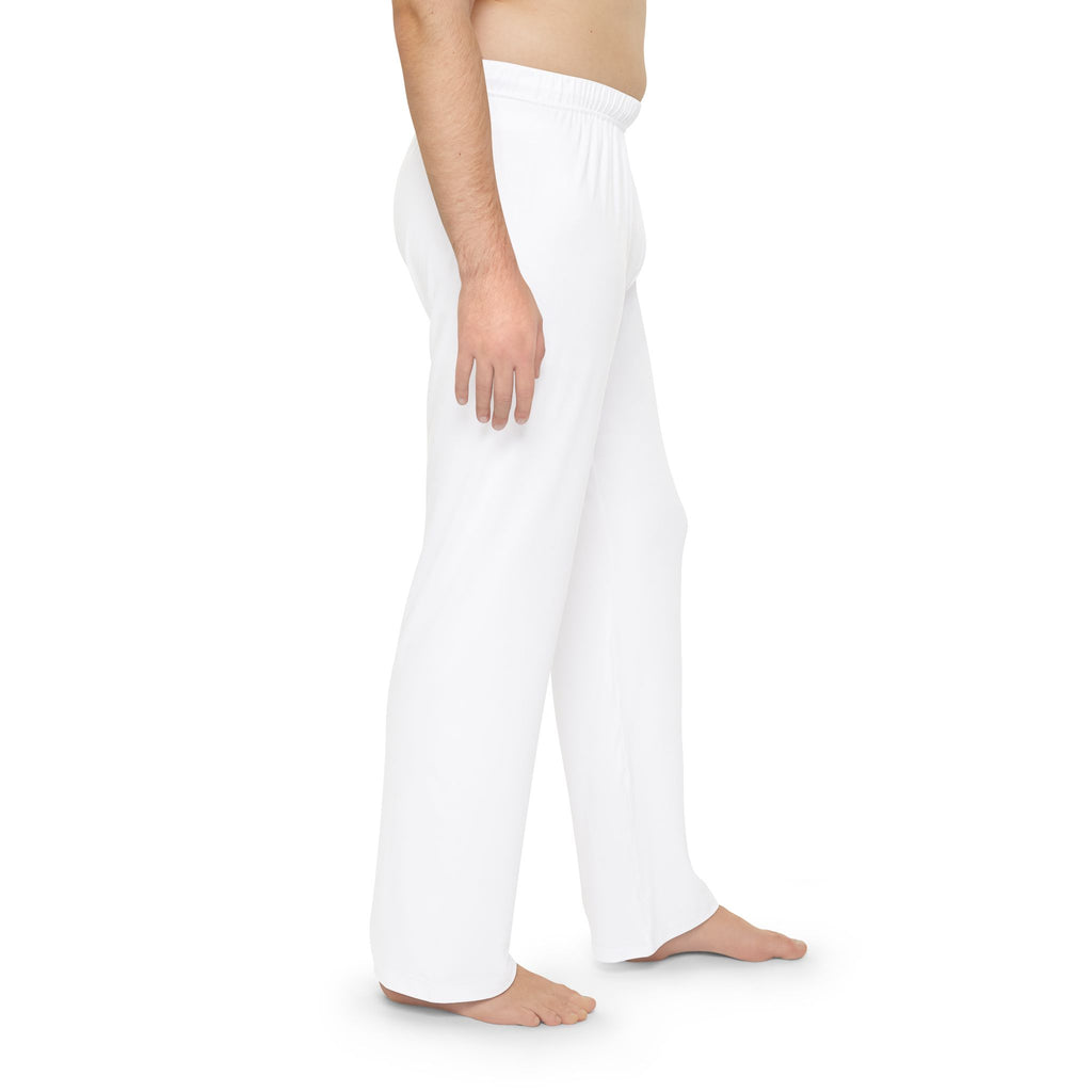 Men's Pajama Pants — Cozy White Lounge Sleepwear with Small Chest Logo