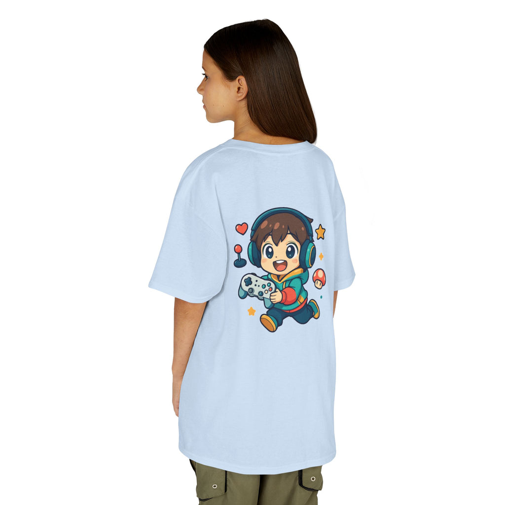 Kids Gamer Tee — Colorful Graphic Back Print & Minimal Front Logo (Many Colors)
