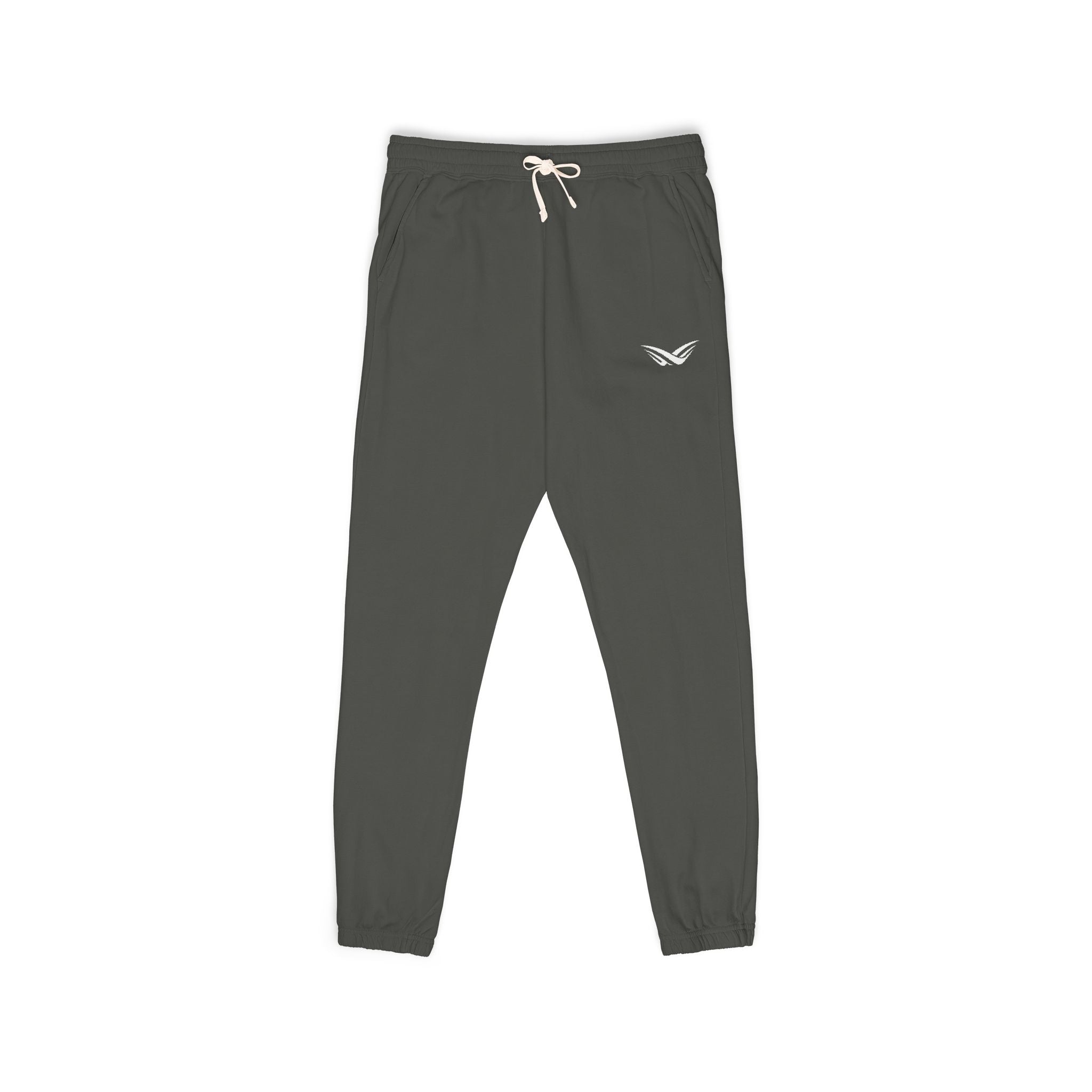 Embroidered Wing Logo Sweatpants — Garment-Dyed Fleece Joggers
