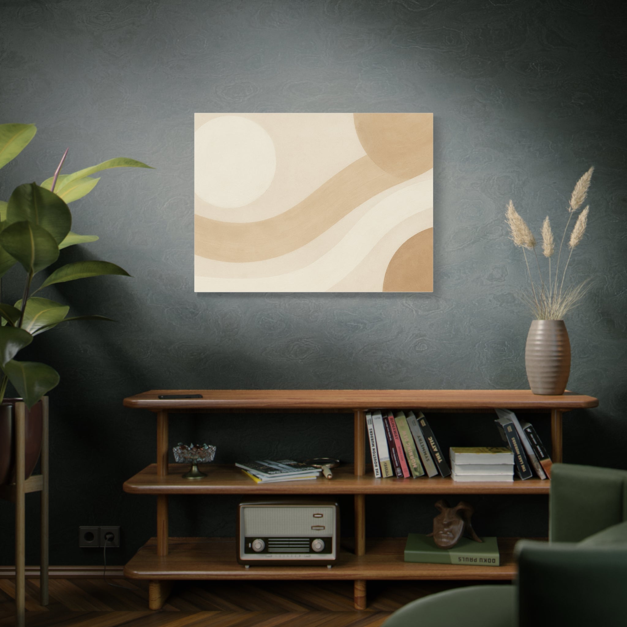 Abstract Neutral Wave Canvas Art – Beige Minimalist Wall Decor