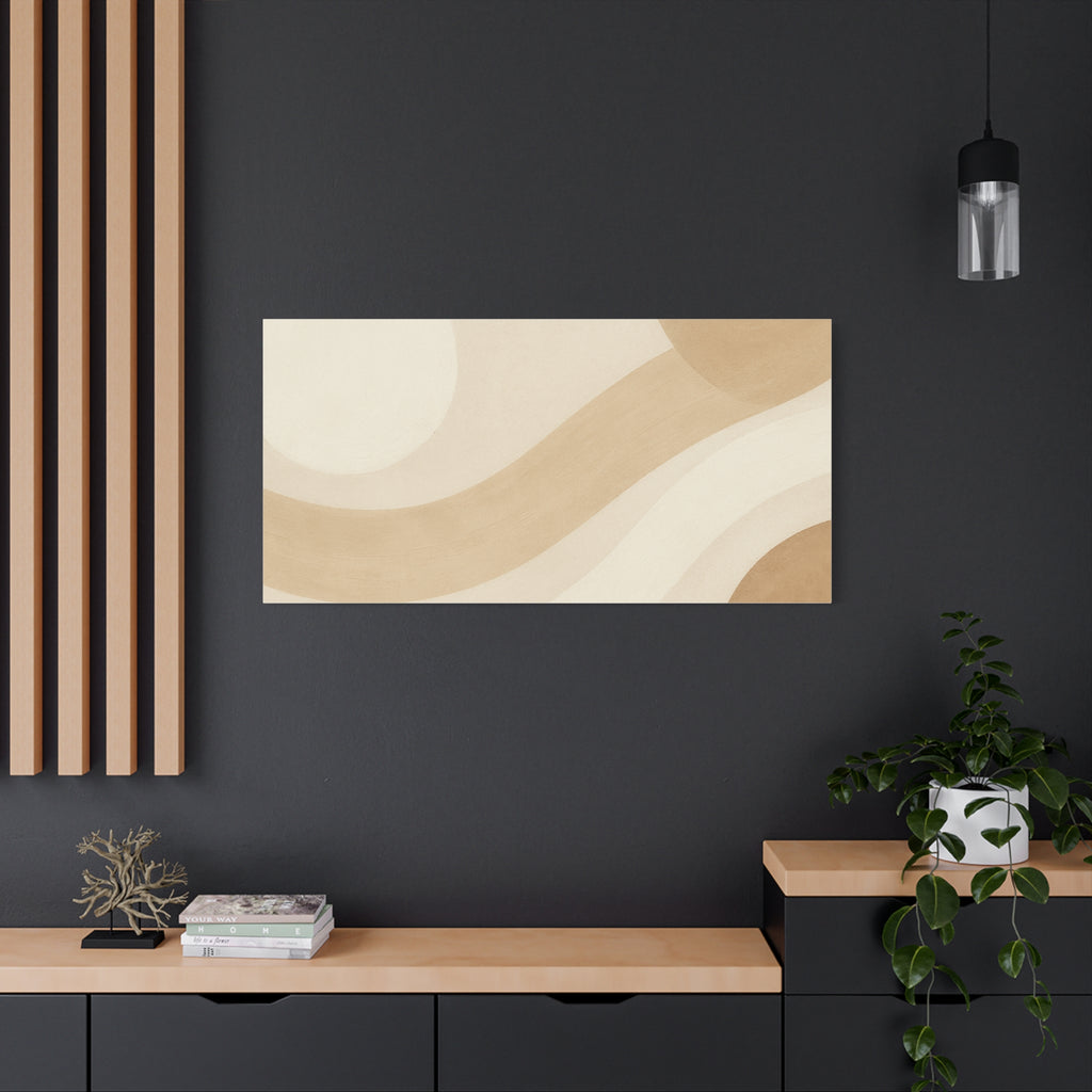 Abstract Neutral Wave Canvas Art – Beige Minimalist Wall Decor
