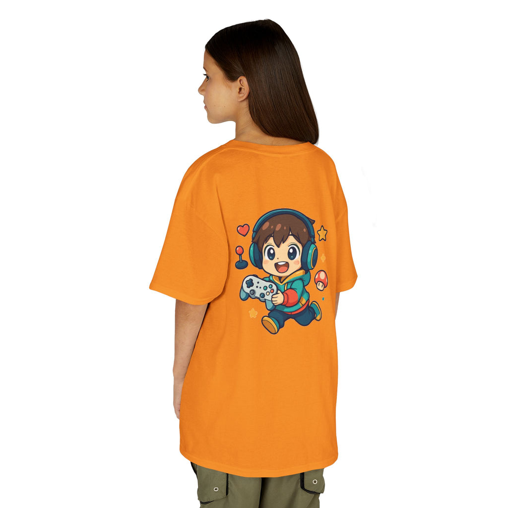 Kids Gamer Tee — Colorful Graphic Back Print & Minimal Front Logo (Many Colors)