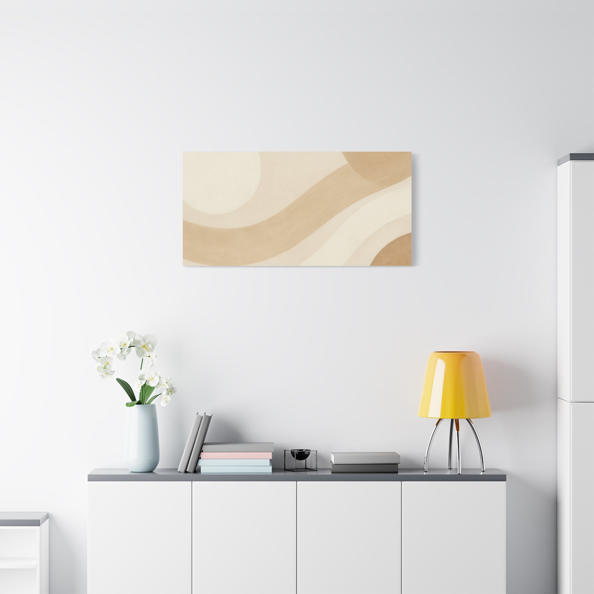 Abstract Neutral Wave Canvas Art – Beige Minimalist Wall Decor