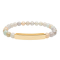 Engravable Natural Stone Bead Bar Bracelet — Personalized Stretch Bracelet