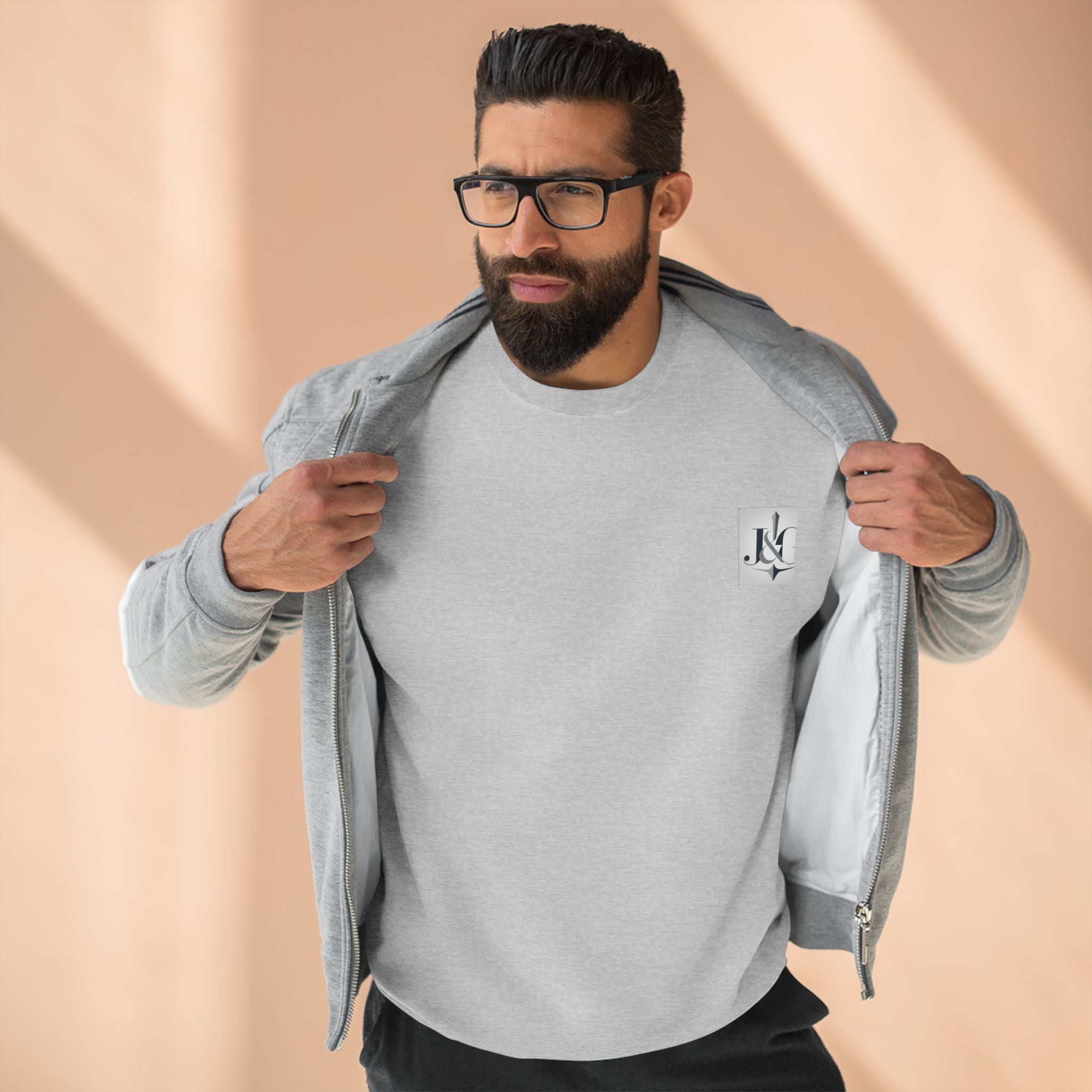 J&G Classic Crewneck Sweatshirt – Minimal Logo | Designed by Jess & Gus