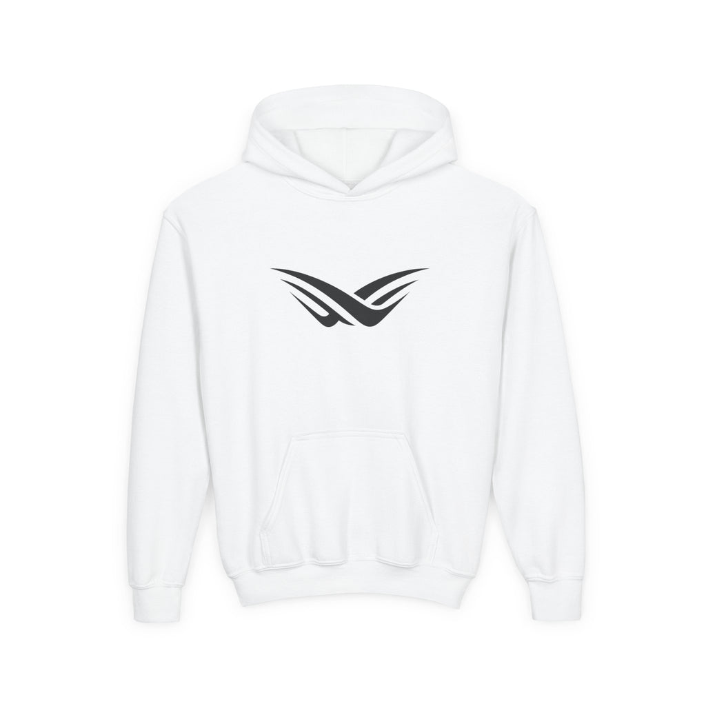 Youth Hoodie with Minimal Wave Logo — Casual Kids Pullover
