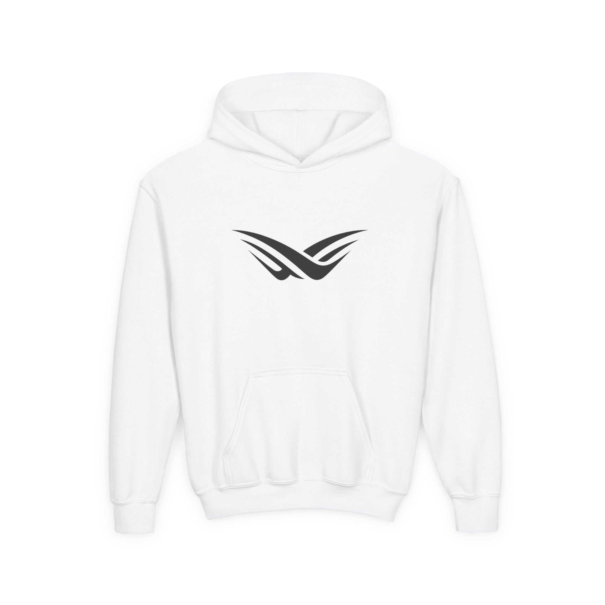 Youth Hoodie with Minimal Wave Logo — Casual Kids Pullover