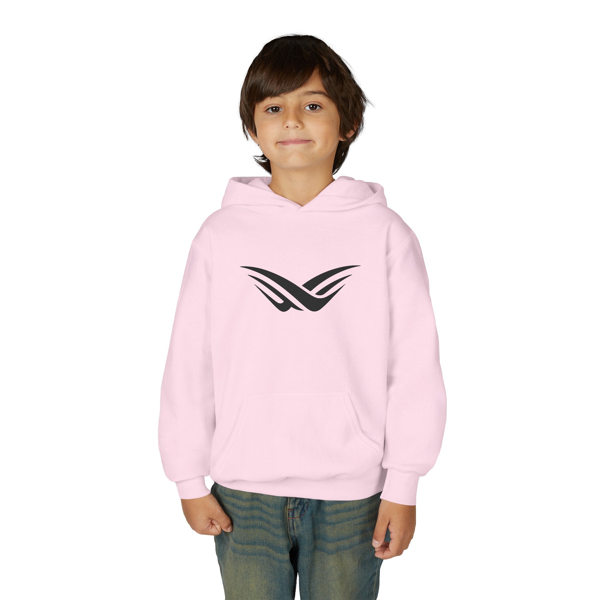 Youth Hoodie with Minimal Wave Logo — Casual Kids Pullover