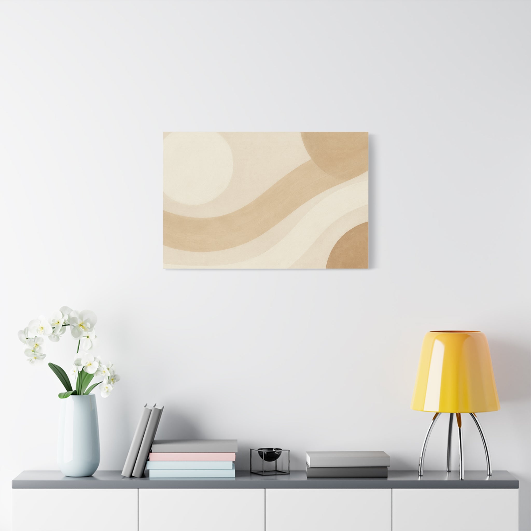 Abstract Neutral Wave Canvas Art – Beige Minimalist Wall Decor