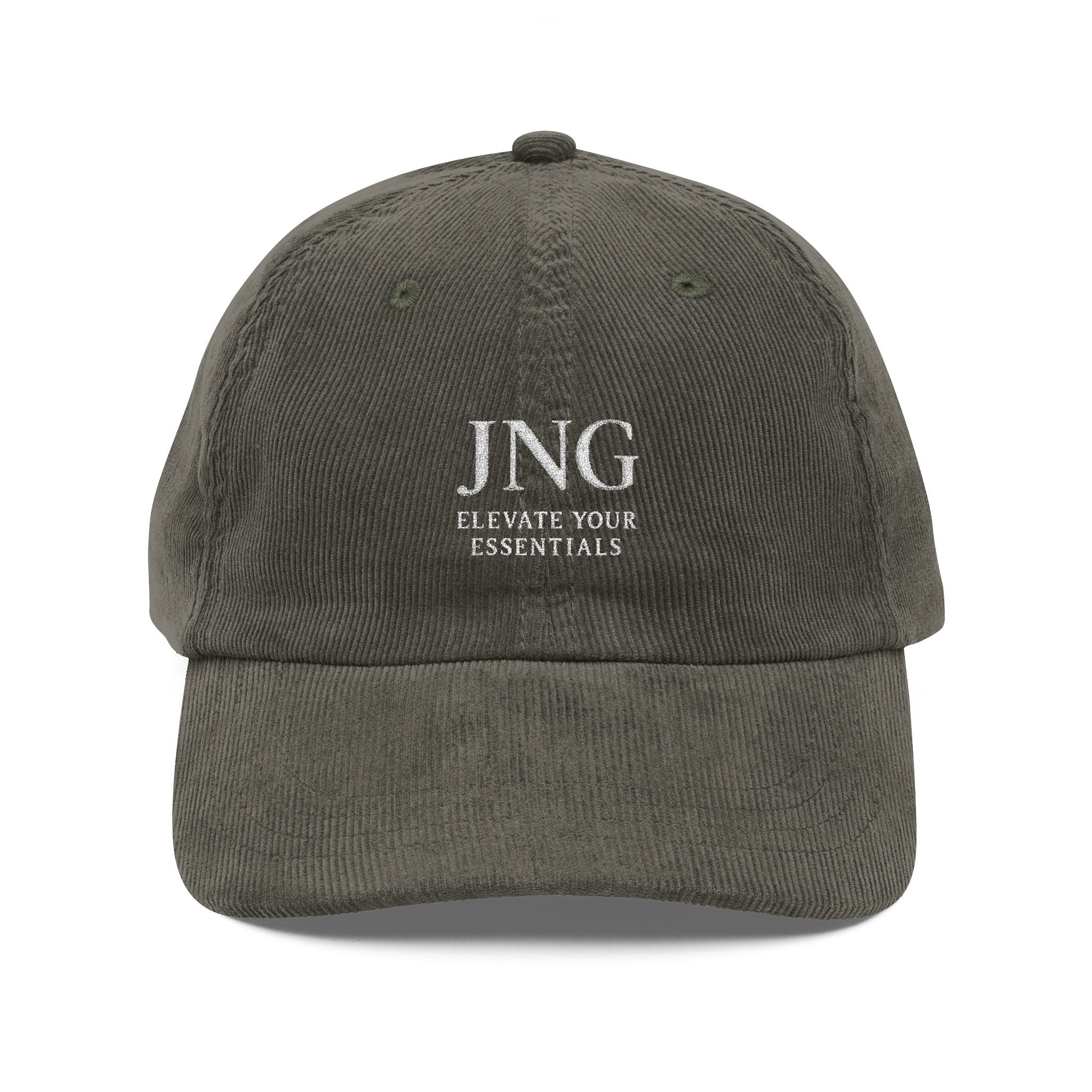 Vintage Corduroy Embroidered Cap — JNG "Elevate Your Essentials" Rust Dad Hat