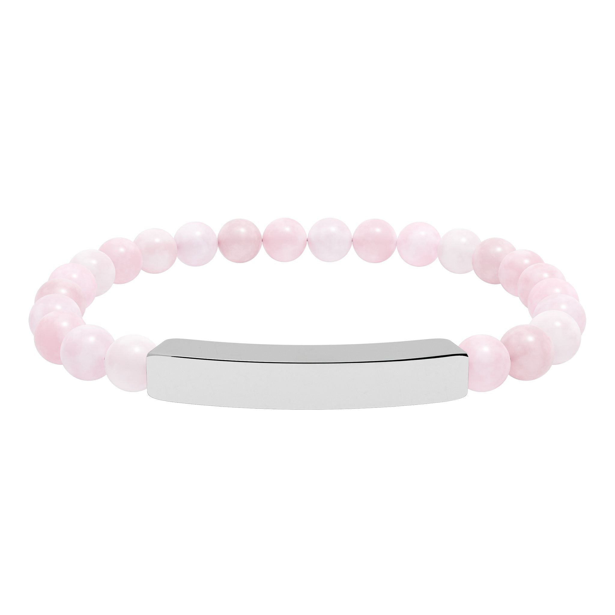Engravable Natural Stone Bead Bar Bracelet — Personalized Stretch Bracelet