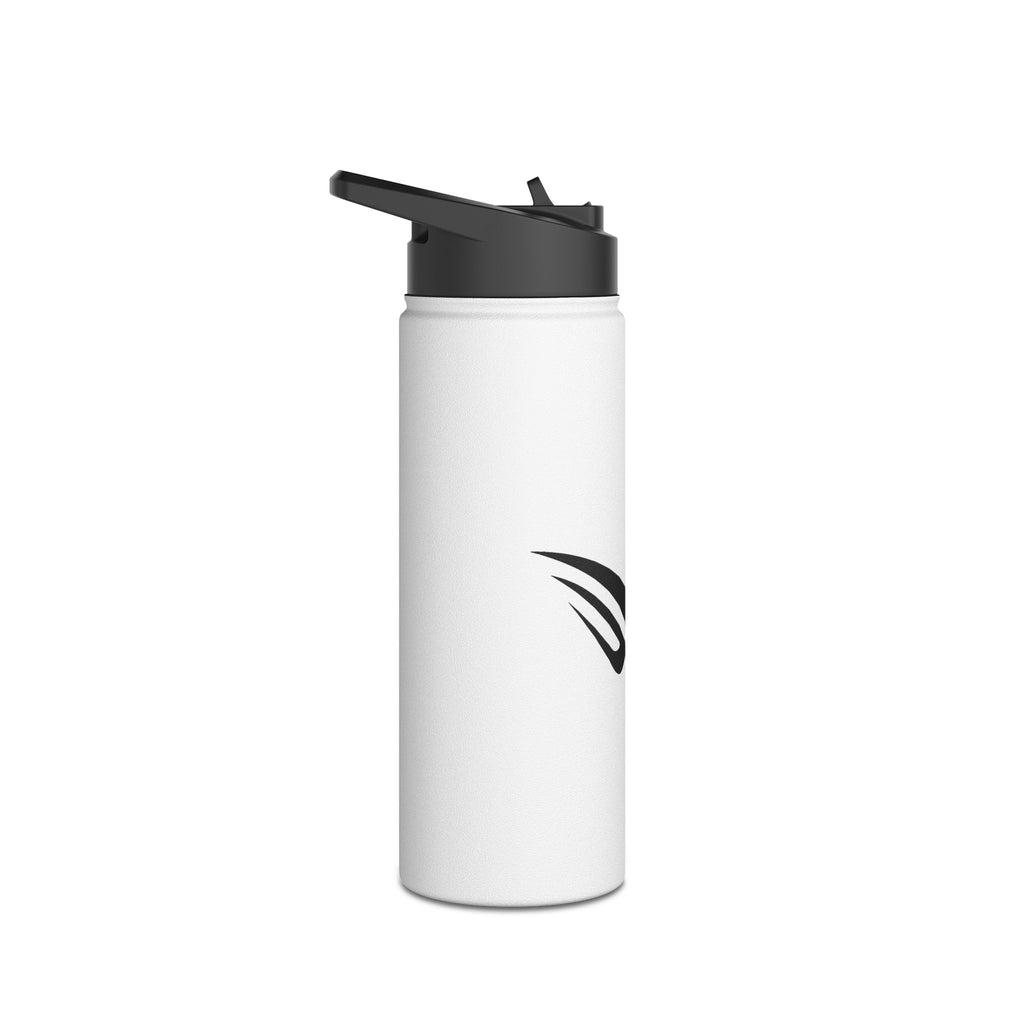 Stainless Steel Water Bottle with Minimal Black Wave Logo — Insulated Travel Bottle