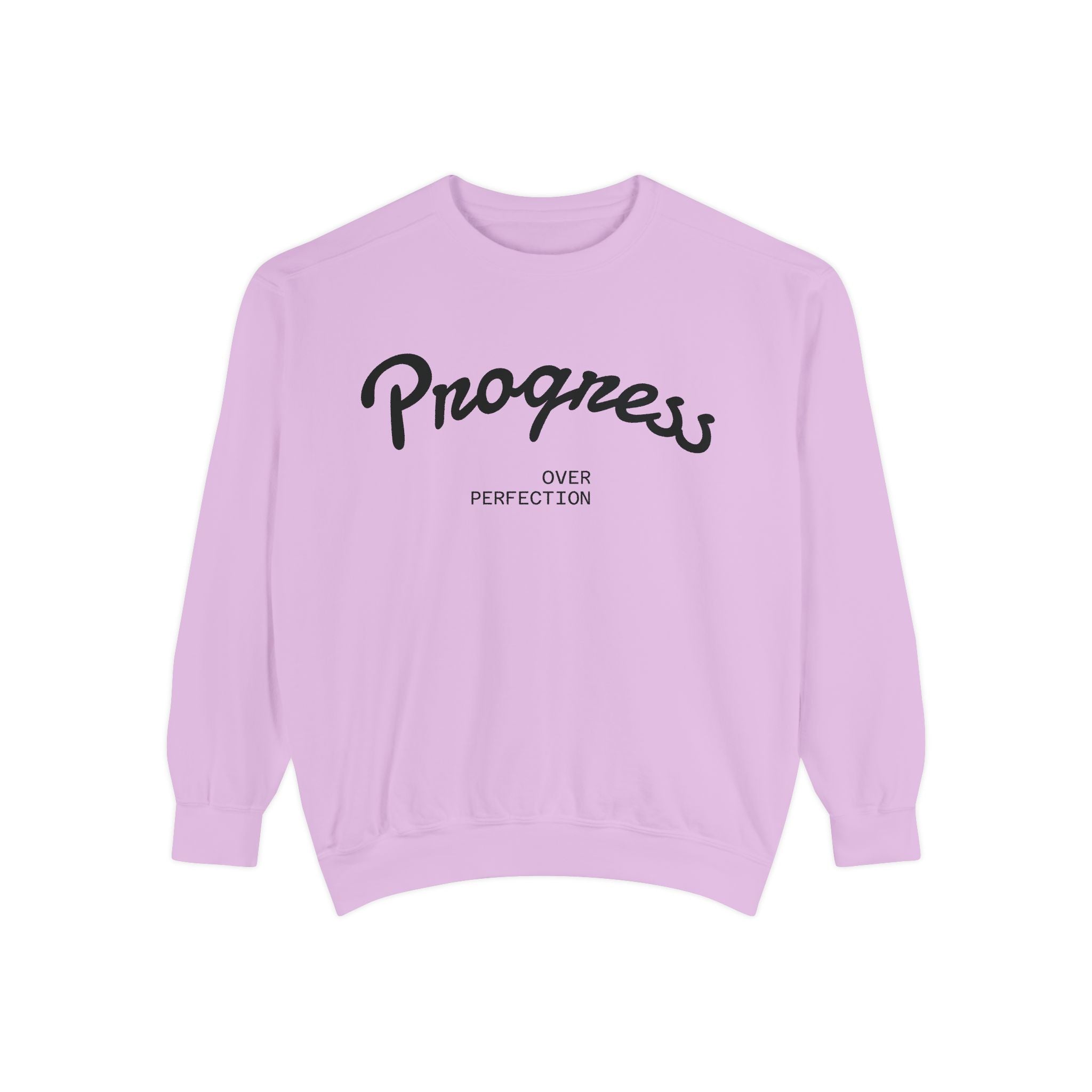 Progress Over Perfection Sweatshirt — Minimal Embroidered Motivational Crewneck