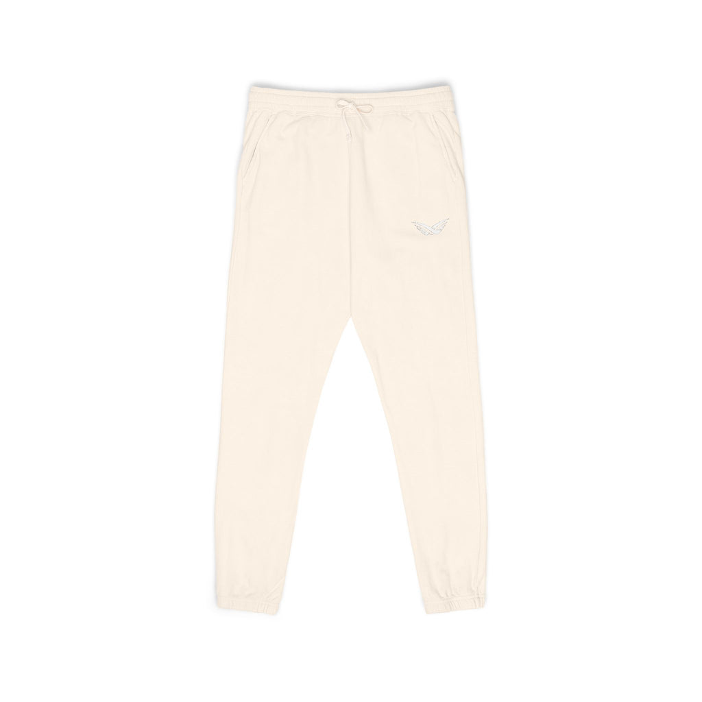 Embroidered Wing Logo Sweatpants — Garment-Dyed Fleece Joggers