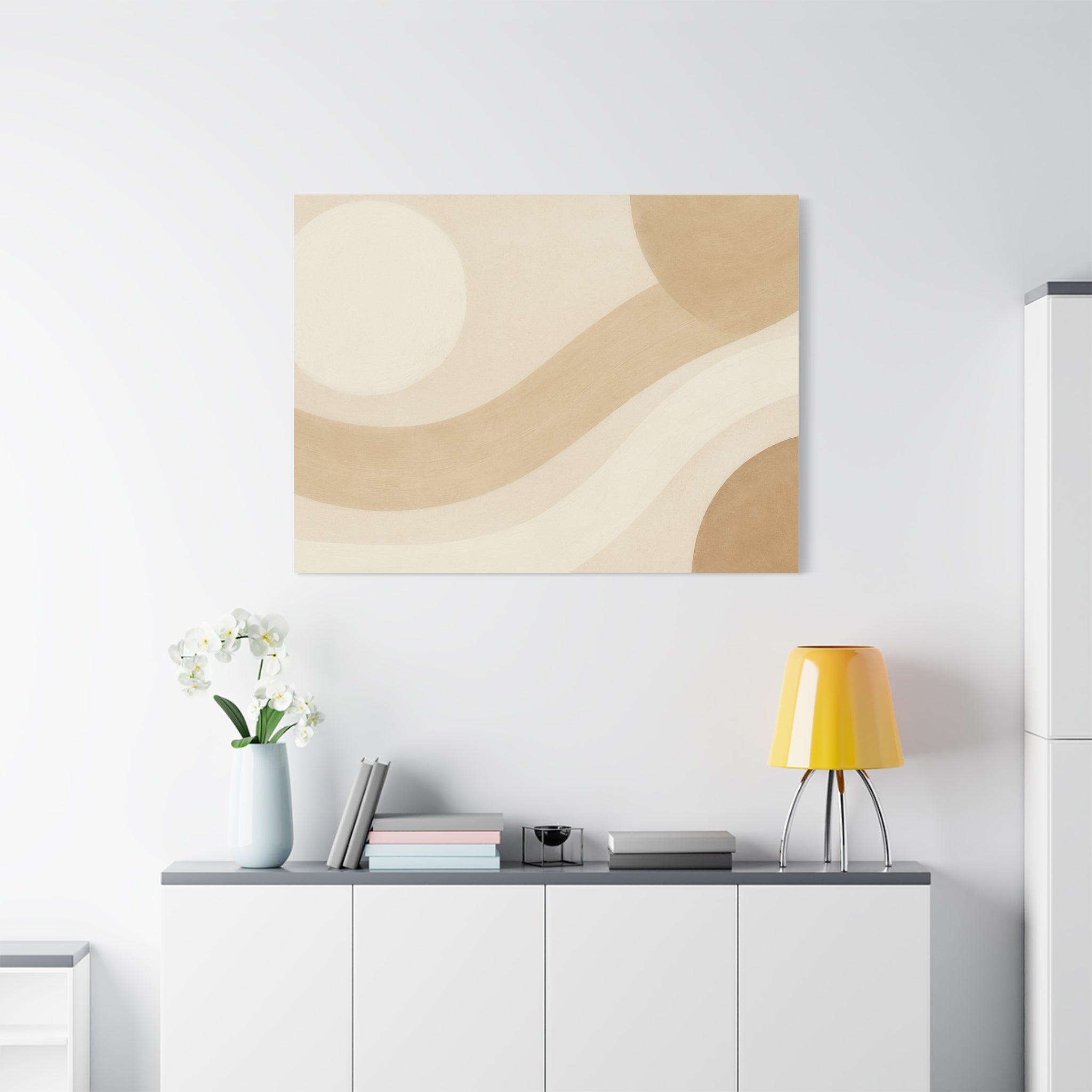 Abstract Neutral Wave Canvas Art – Beige Minimalist Wall Decor