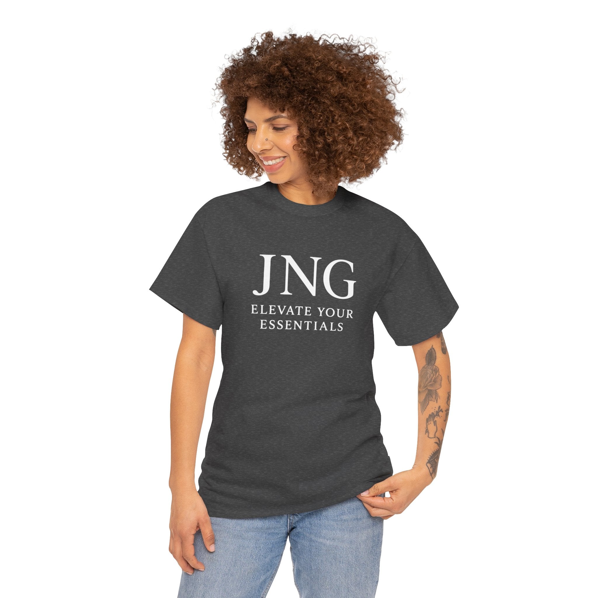 JNG “Elevate Your Essentials” Tee  Minimalist Premium Logo T-Shirt