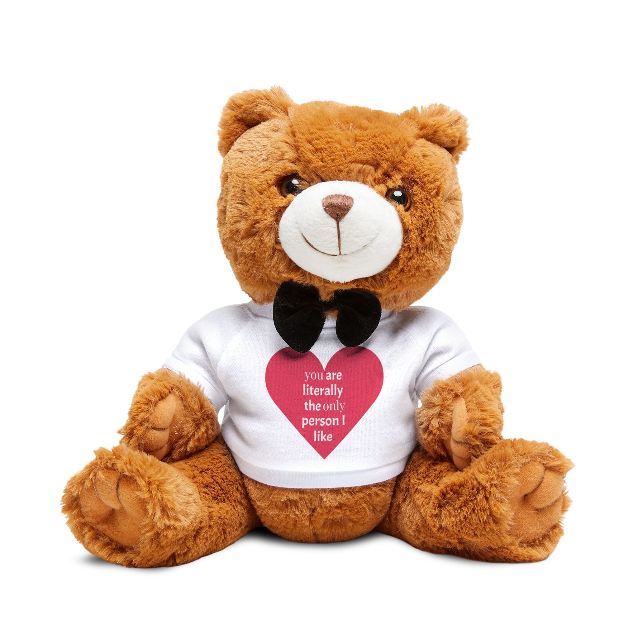 Plush Teddy Bear with Heart T‑Shirt — "You Are Literally the Only Person I Like" Cute Gift