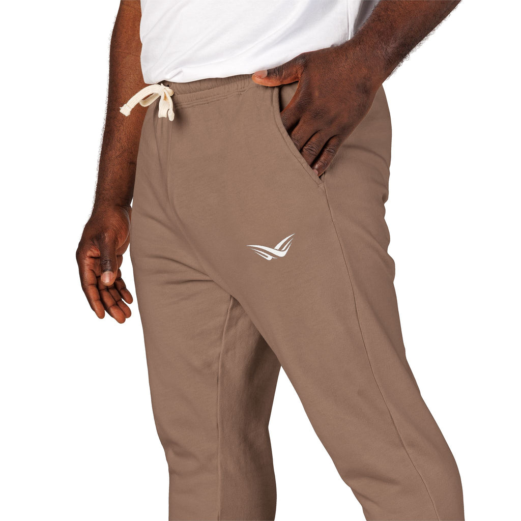 Embroidered Wing Logo Sweatpants — Garment-Dyed Fleece Joggers