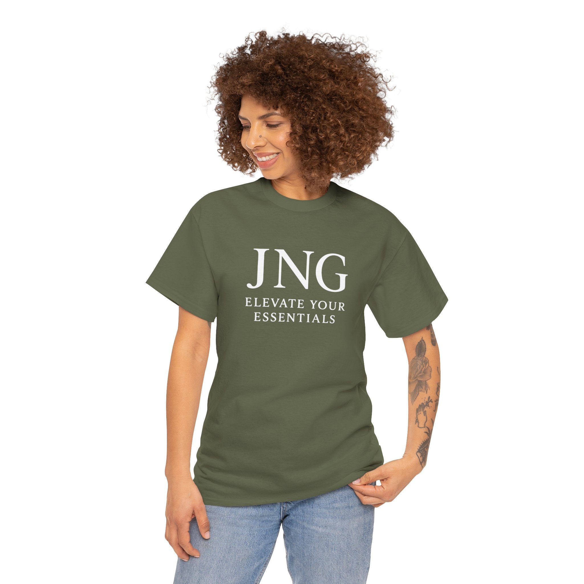 JNG “Elevate Your Essentials” Tee  Minimalist Premium Logo T-Shirt