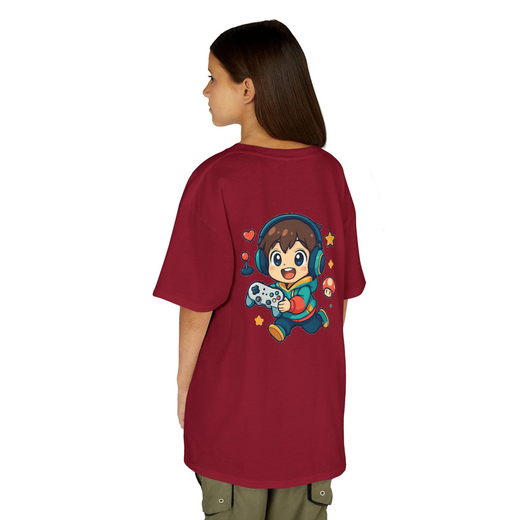 Kids Gamer Tee — Colorful Graphic Back Print & Minimal Front Logo (Many Colors)